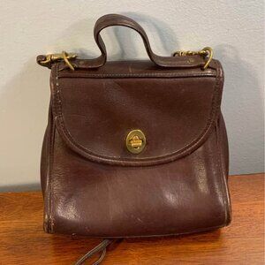 Vintage COACH Regina 9983 Small Brown Leather Handbag Satchel Baguette Handbag R